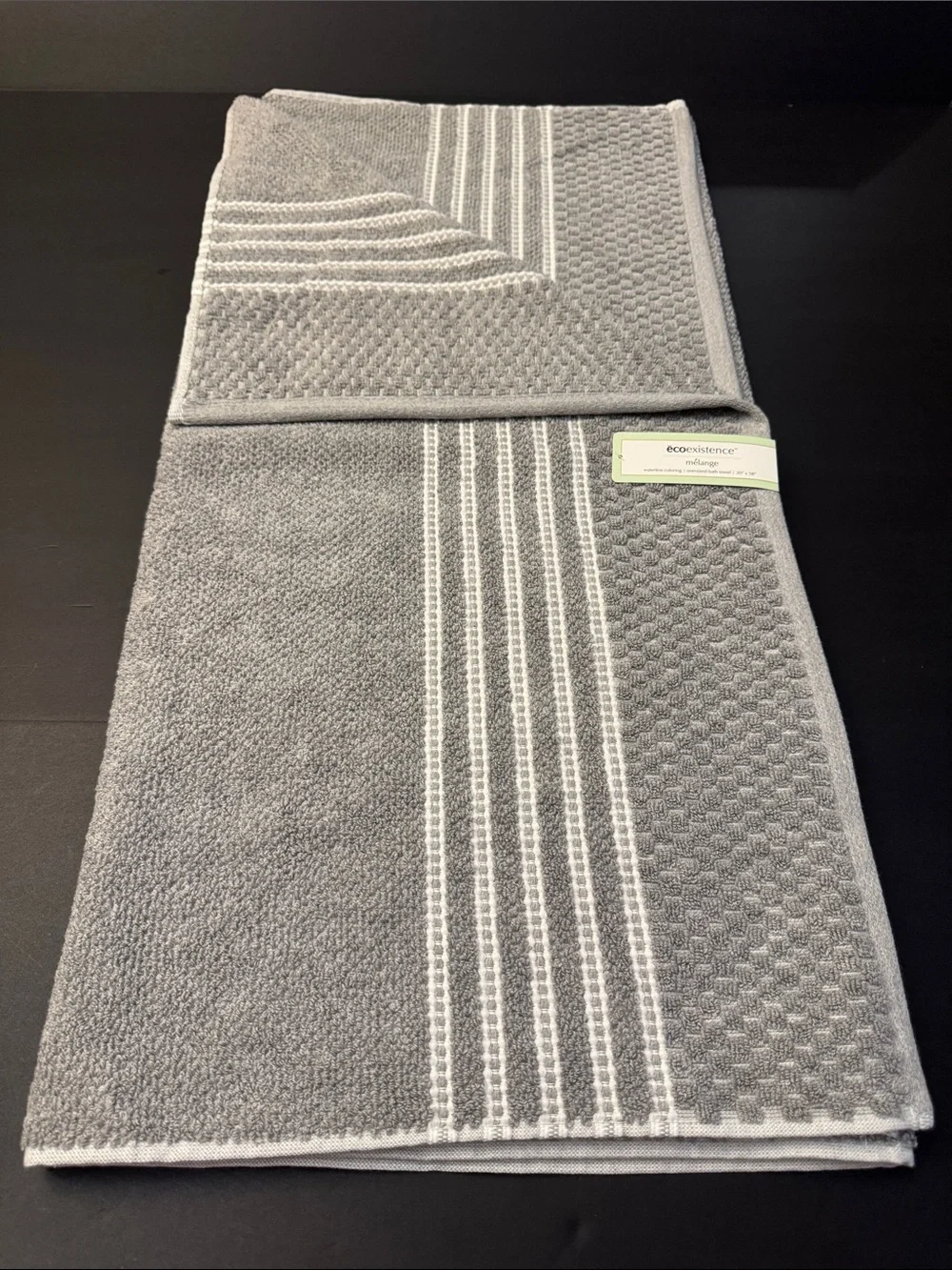 4pc Ecoexistence Melange Gray Waffle Weave Bath Towel Set - Waterless Coloring